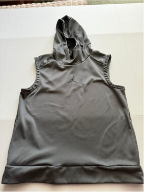 Jordan Dri-FIT Gray Sport Fleece Sleeveless Hoodie Sz L